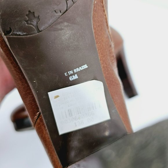 Matisse Ellie Heeled Ankle Booties 6 Brown Leather Side Zip Folded Slouch Front - Picture 10 of 13